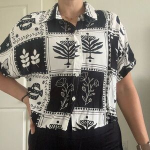 Black and White Patterned Blouse